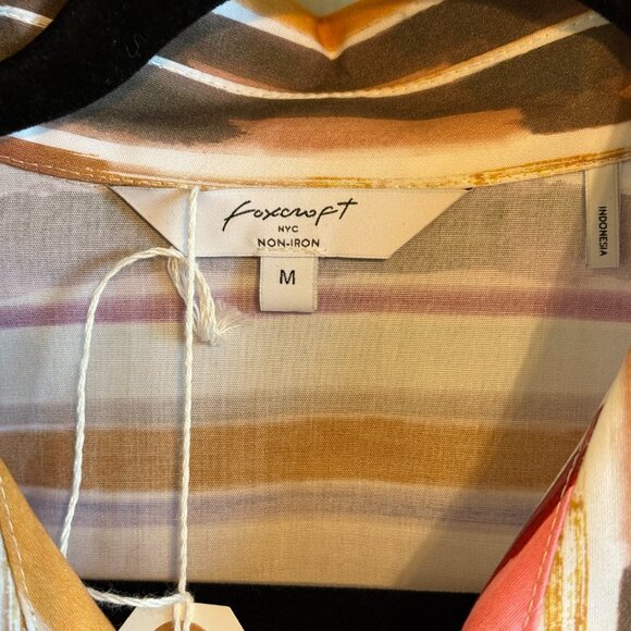 Foxcroft Women's Wrinkle Free Multicolor Stripe Long Sleeve Blouse - Medium NWT - Picture 3 of 3